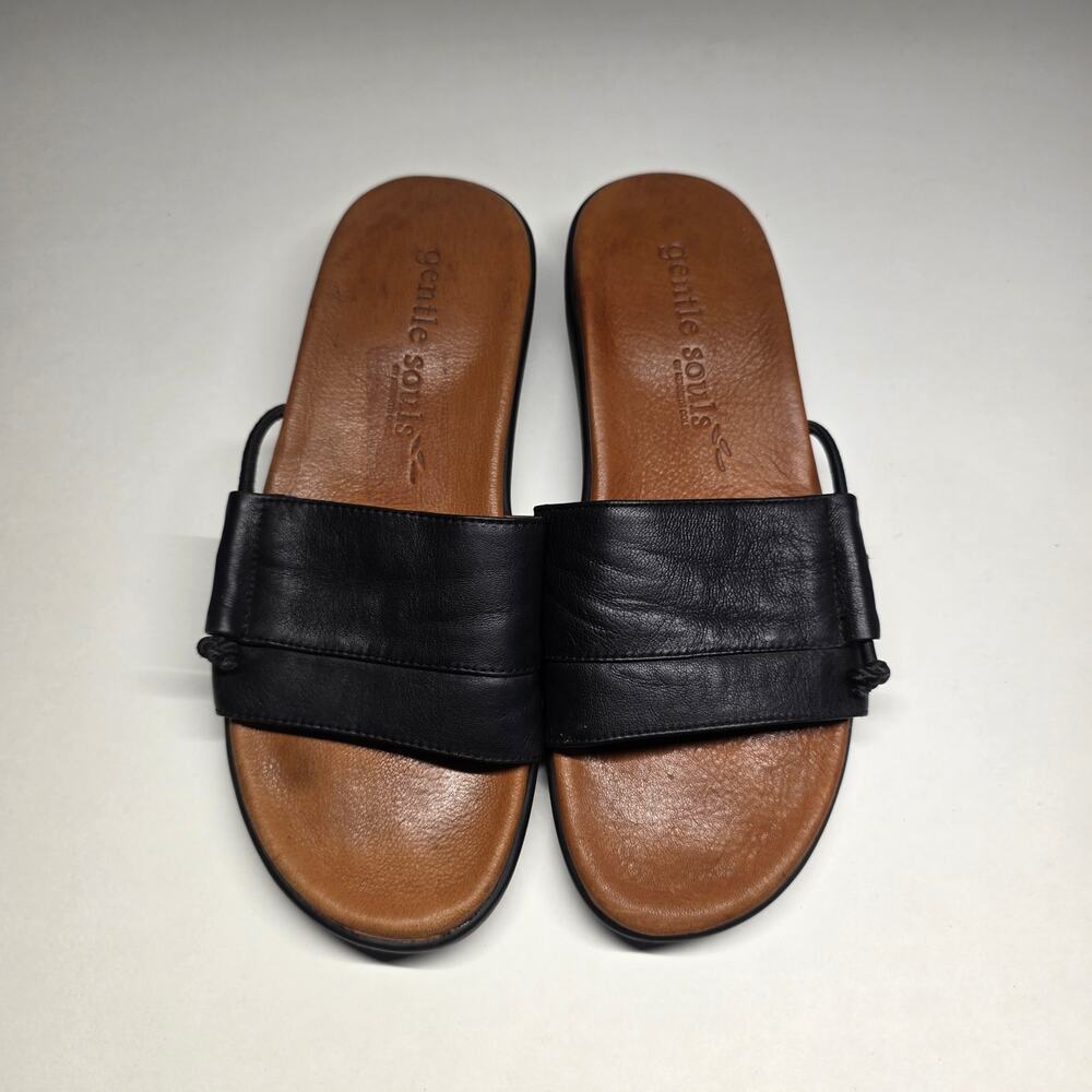 Gentle Souls Golum Women's Black Leather Slide Sandals Size 6M